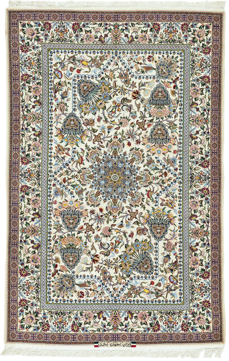 Isfahan, Silk Flowers with Silk Inlay | Gregorian Rugs | Cambridge MA